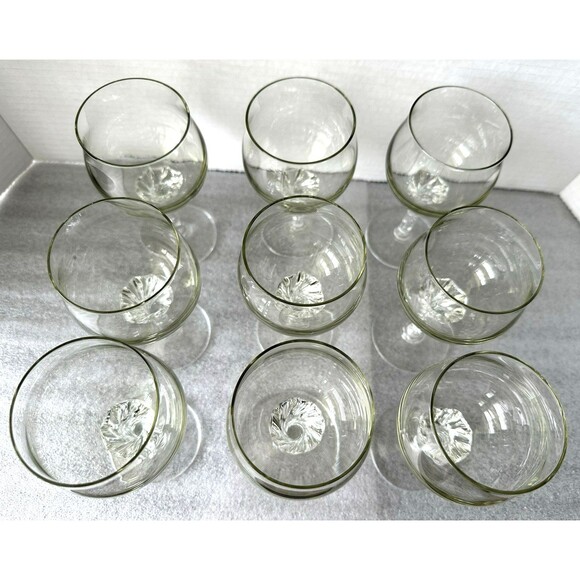 Set of 9 Sasaki CORONATION Lt Green Crystal Twisted Stem Footed Wine Glasses - Picture 2 of 4